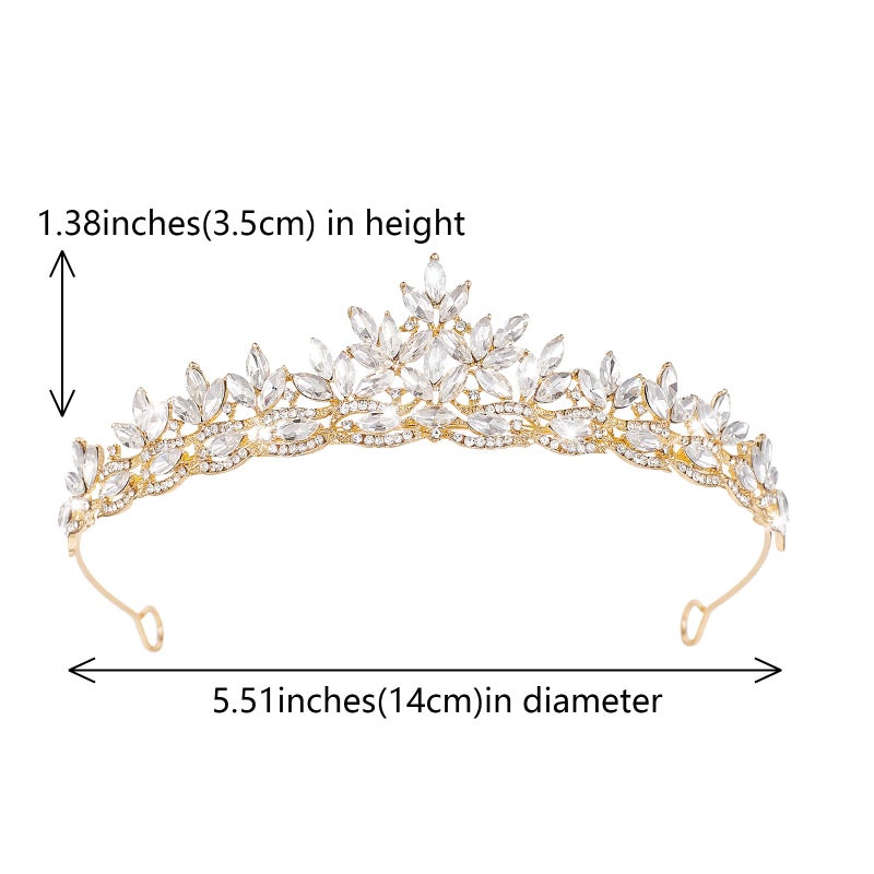 JITINX Crystal Tiaras & Crowns for Women, Bride Royal Queen Headband Princess Headpieces for Birthday Cake Crown & Prom Pageant Party (Gold Crown) - Image 2