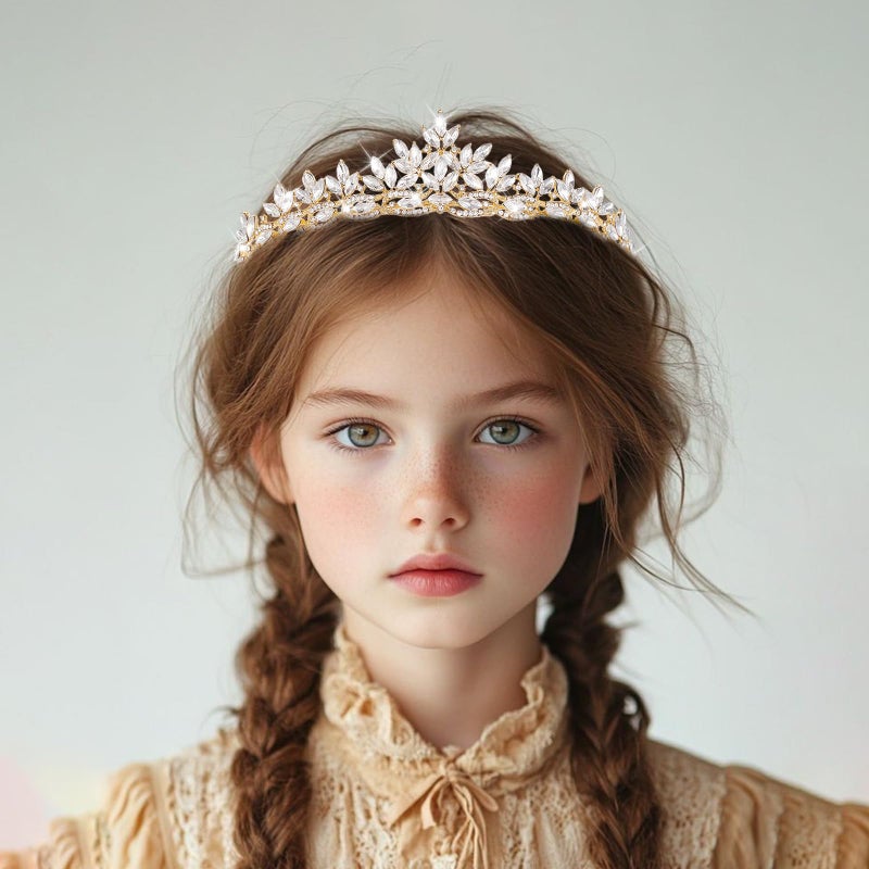 JITINX Crystal Tiaras & Crowns for Women, Bride Royal Queen Headband Princess Headpieces for Birthday Cake Crown & Prom Pageant Party (Gold Crown) - Image 3