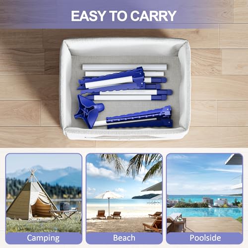 APEXCHASER Clothes Drying Rack 2-Tier Folding Laundry Drying Rack, 57 Inch Collapsible Clothing Rack 4 Legs, 6 Arms for 48 Hangers, Portable Clothes Airer for Indoor Outdoor Beach RV Travel, Blue - Image 4