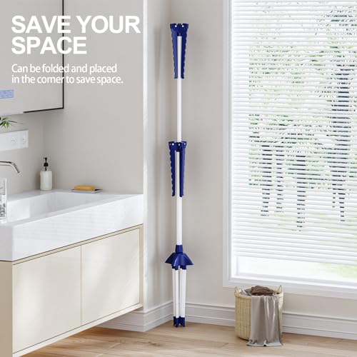 APEXCHASER Clothes Drying Rack 2-Tier Folding Laundry Drying Rack, 57 Inch Collapsible Clothing Rack 4 Legs, 6 Arms for 48 Hangers, Portable Clothes Airer for Indoor Outdoor Beach RV Travel, Blue - Image 5
