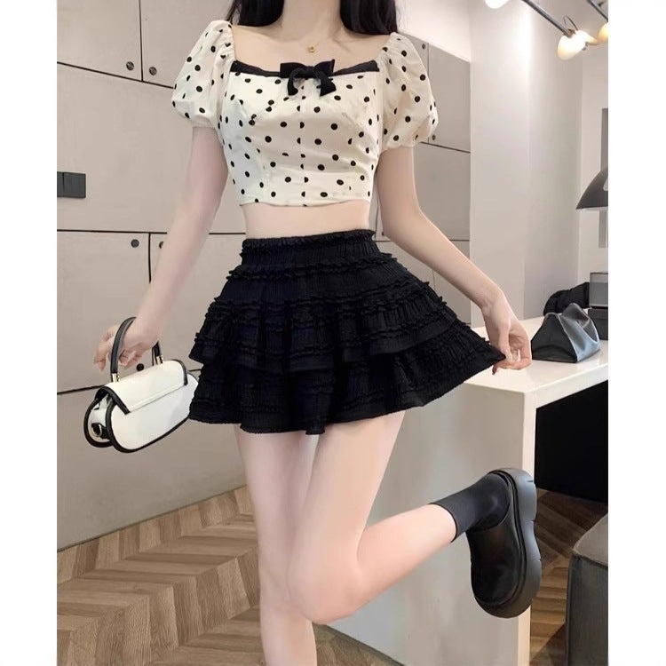Sweet Ballet Fluffy Skirt For Women Petite High-End Cake Skirt High-Waisted A-Line Short Skirt - Image 4