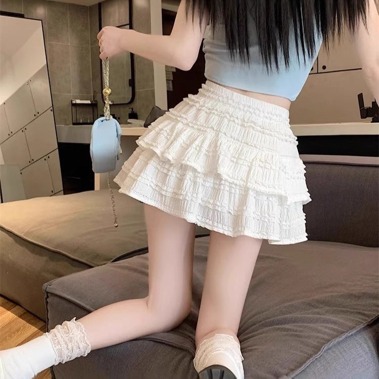 Sweet Ballet Fluffy Skirt For Women Petite High-End Cake Skirt High-Waisted A-Line Short Skirt - Image 2