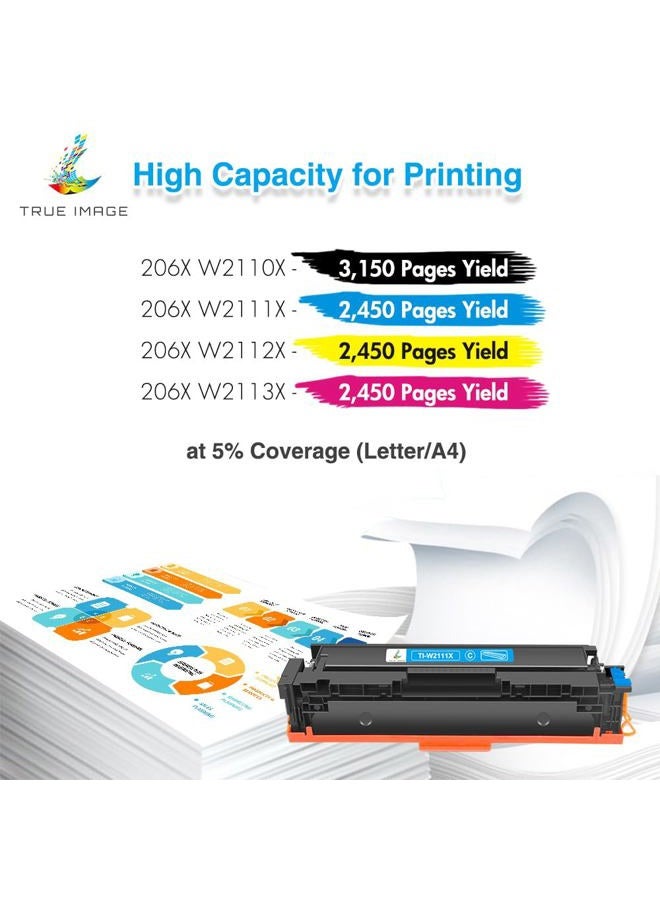 TRUE IMAGE Compatible 206X Toner Cartridges 4 Pack High Yield Replacement for HP 206X 206A for HP Color Pro MFP M283fdw M283cdw M255dw M283 M255 Printer W2110X (No Chip -Black Cyan Yellow Magenta) - Image 3
