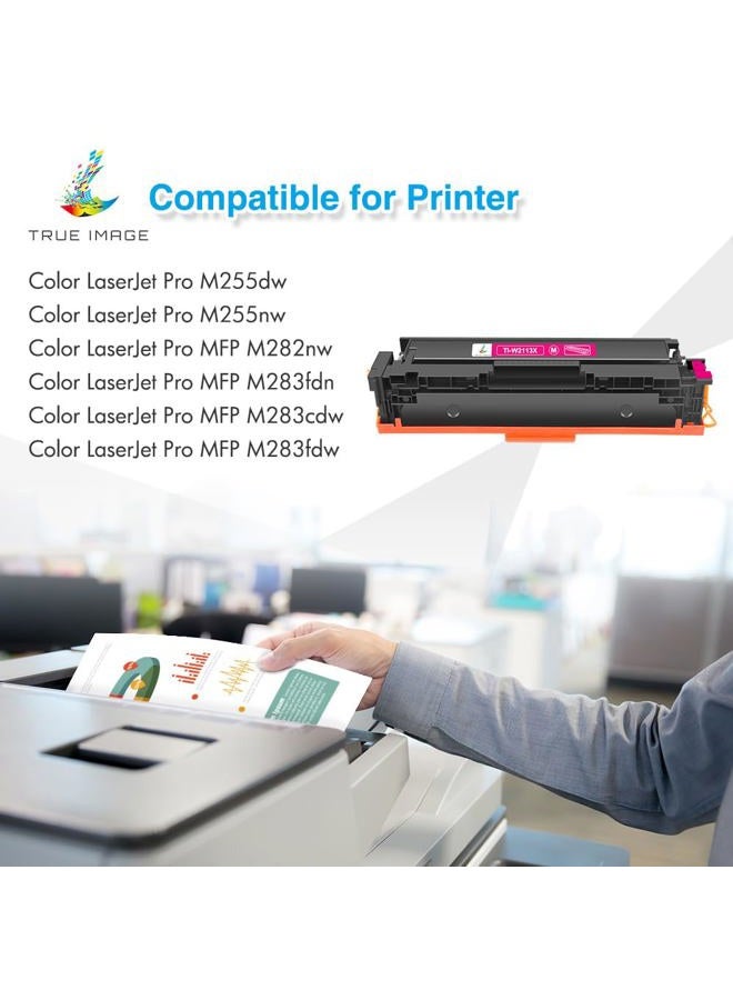 TRUE IMAGE Compatible 206X Toner Cartridges 4 Pack High Yield Replacement for HP 206X 206A for HP Color Pro MFP M283fdw M283cdw M255dw M283 M255 Printer W2110X (No Chip -Black Cyan Yellow Magenta) - Image 2