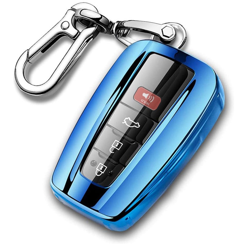QBUC for Toyota Key Fob Cover with Keychain Soft TPU Key Fob Case AllAround Protection Key Case Compatible with 20182021 Toyota Camry RAV4 Avalon CHR Prius Corolla Highlander