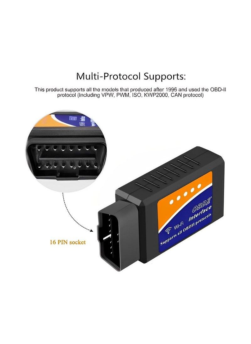 Generic - OBD2/OBD II Car WIfi Diagnostic Interface, Car WiFi OBD2 Scanner Engine Fault Code Reader Adapter for iPhone iOS Android Windows, Auto Check Engine Light Clear OBDII ODB2 Diagnostic Scan Tool - Image 1