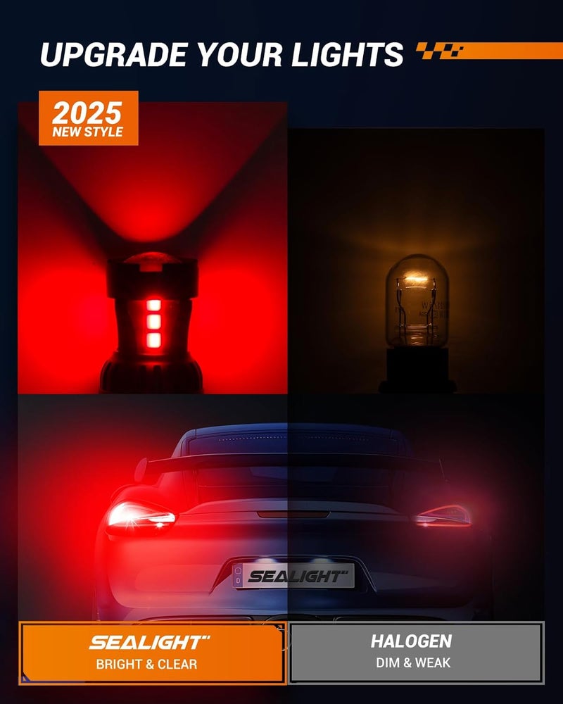 SEALIGHT مصابيح الفرامل الحمراء LED SEALIGHT 7443 7440 - Image 3