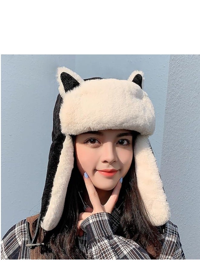 KASTWAVE Womens Winter Beanie Hats, Beanie Warm Lined Warm Chunky Soft Stretch Hats, Cat Ears Hat Warm Winter Earflap Hat for Women Earmuffs Windproof Winter Hats - Image 5