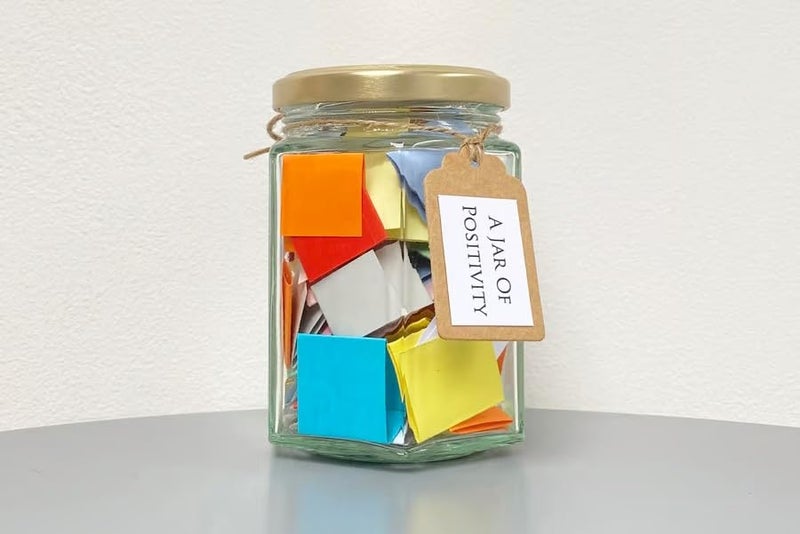 ARUZEN A Jar of Positivity Positive Encouraging Quotes Self Care Quote Gift 50 quotes hexagone - Image 1