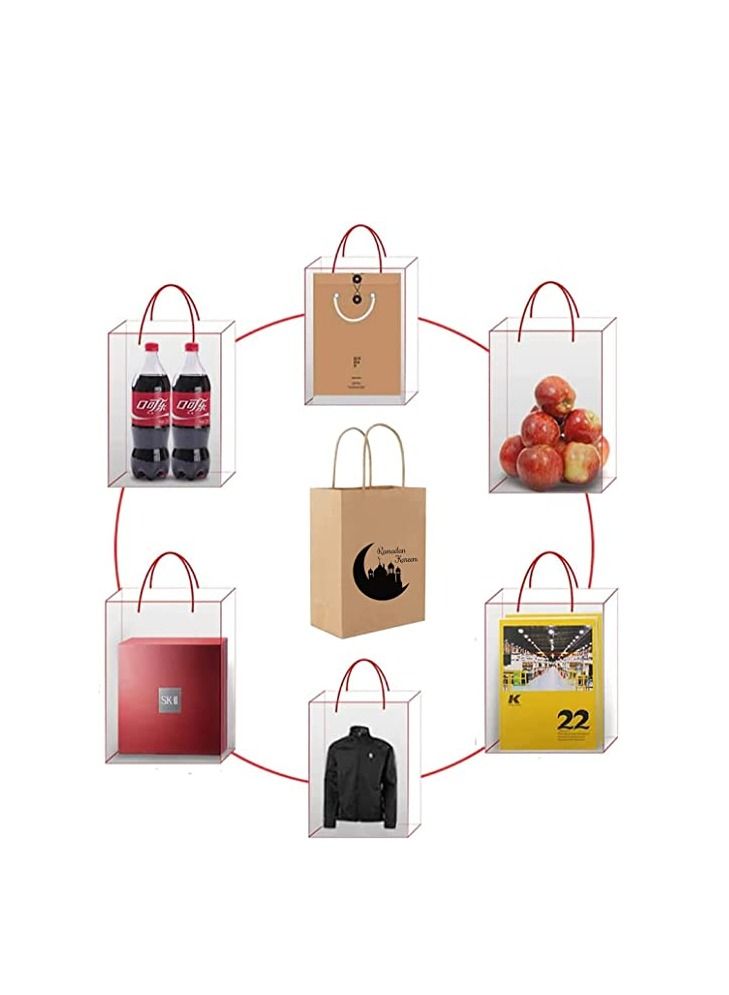 PRINTSHOP4ME A4 Kraft Reusable and Eco Friendly Ramadan Kareem Printed Design Brown Paper Bags With Handles - Image 5