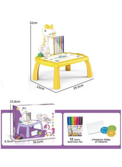 Generic Yellow Unicorn Projection Table, Children'S Drawing Projector With Flashlight Slide Projector Toy, Tracing Sketch Table With Light Music, Suitable For Early Art Learning Game Gifts  - Image 2