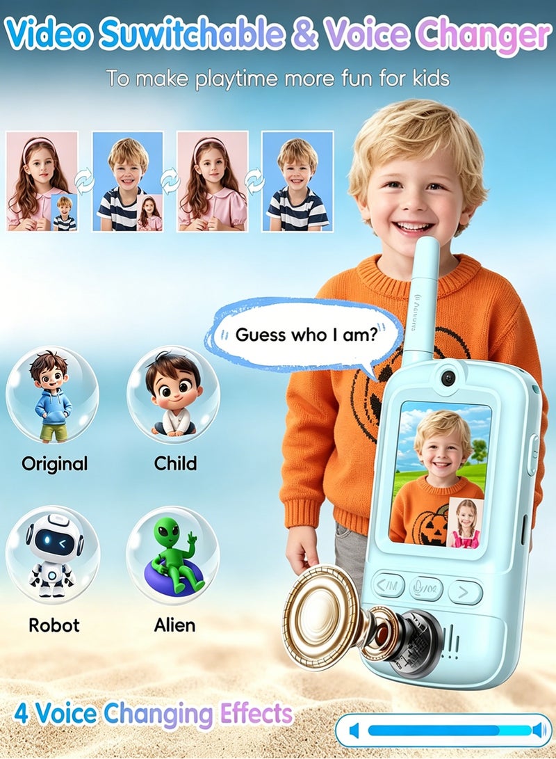 Kids Video Walky Talky Set – 2 Pack Blue & Pink Rechargeable Video Intercom Toy with 2.0" LCD Screen & Camera, Long Range 500M Wireless Transmission, No SIM Needed & No WiFi Required,  Real-Time Video Chat, Durable ABS Build for Outdoor Adventures & Birthday Gifts, for Girls & Boys - Image 3