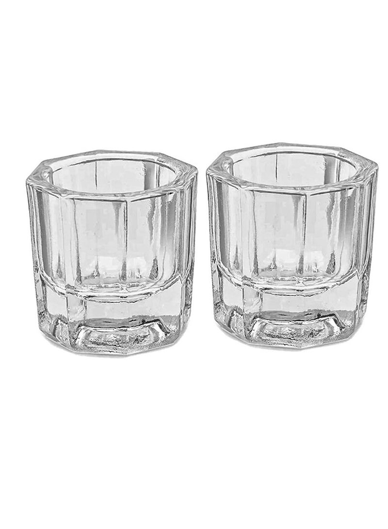 Y&D Dappen Dish Cups for Nail Art Acrylic Liquid Clear Glass Monomer Bowl Dampen Powder Holder, Jar Nails 2 Pack - Image 1