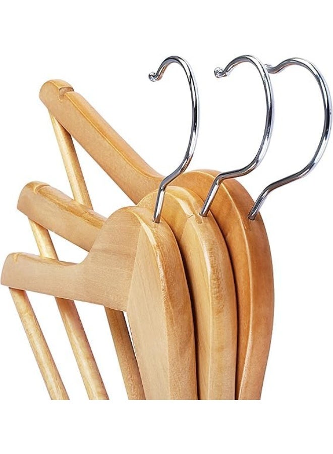 3 Versatile Beech Wood Hangers for Clothes, Coats, Suits – Durable Design with Shoulder Holes & Non-Slip Trouser Bar – Smooth & Elegant Brown Finish - Image 4