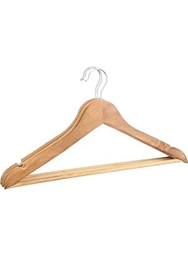 3 Versatile Beech Wood Hangers for Clothes, Coats, Suits – Durable Design with Shoulder Holes & Non-Slip Trouser Bar – Smooth & Elegant Brown Finish - Image 2