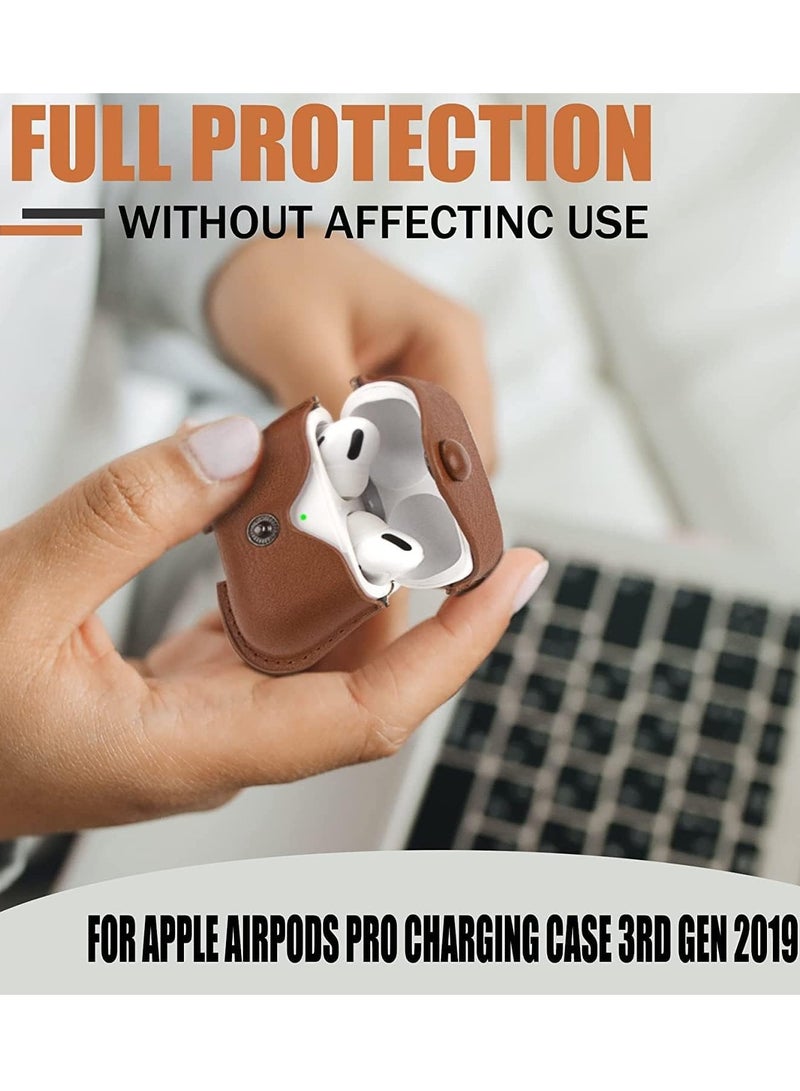 AirPods Pro 2 Case (2022), Leather Protective Case Skin Cover with Keychain and Lock for Apple Airpods Pro 2 Case Light Brown