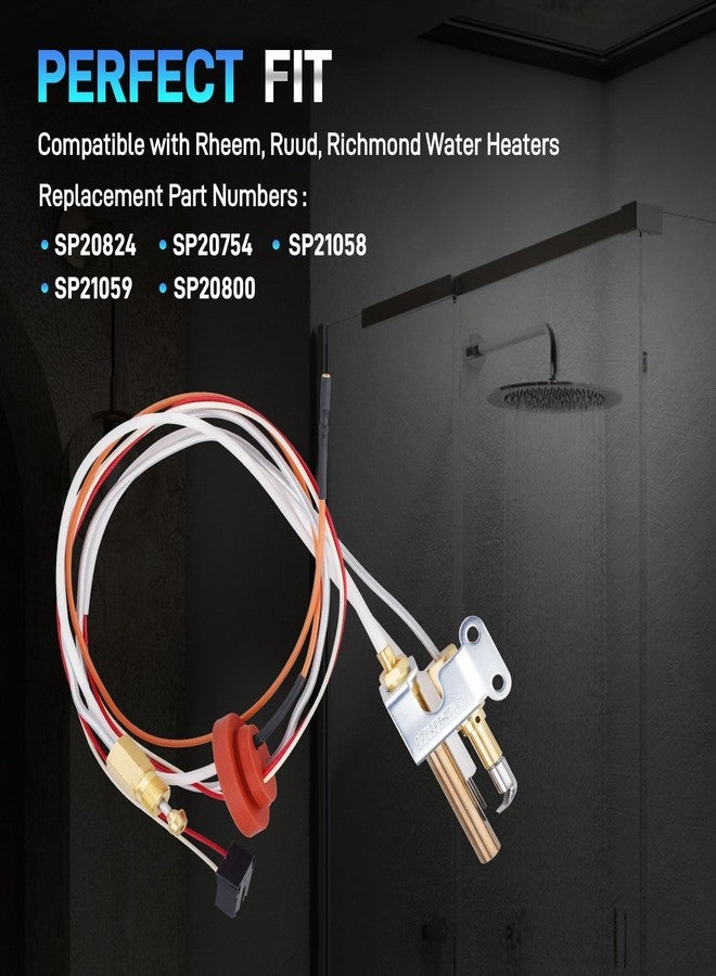 JURPLIX SP20824 Pilot Assembly for Water Heater Parts with Thermopile & Sparker Compatible with Rheem Ruud Richmond Water Heaters, NG with LP Orifice, Aging-Resistant, Replace# SP20754 SP21058 SP21059 SP20800 - Image 2