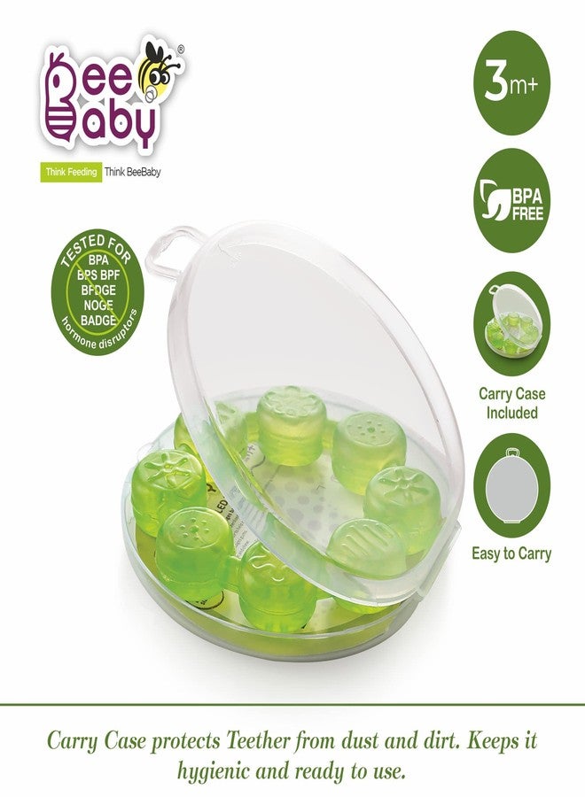 BeeBaby Teethers for 6 to 12 Months BPA Free. Cooling Water Filled Baby Teether, Soft Teething Toy for Babies with Carry Case, Soothes Gums and Easy to Grip. 100% BPA, PVC Free. (Ring - Green, pack of 1) - Image 2