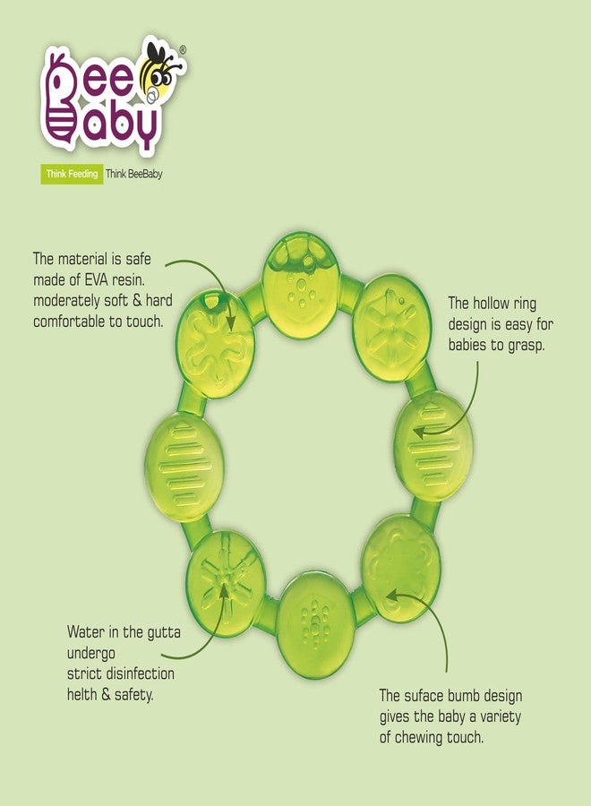 BeeBaby Teethers for 6 to 12 Months BPA Free. Cooling Water Filled Baby Teether, Soft Teething Toy for Babies with Carry Case, Soothes Gums and Easy to Grip. 100% BPA, PVC Free. (Ring - Green, pack of 1) - Image 5