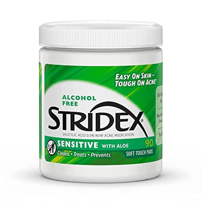 Stridex Sensitive Medicated Acne Pads, 90 Count, Pack of 3 - Alcohol-Free Face Pads, Facial Cleansing Wipes, Mild to Moderate Acne Treatment, Smooth Application - Image 3