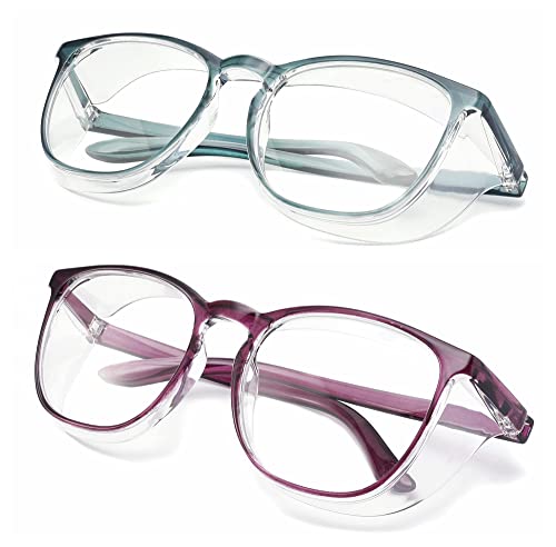 Alsenor Safety Glasses Anti Fog Goggles Protective Eyewear Blue Light Blocking Anti Dust UV Protection Glasses For Men Women (2 Pack(new-blue+new-purple)) - Image 1