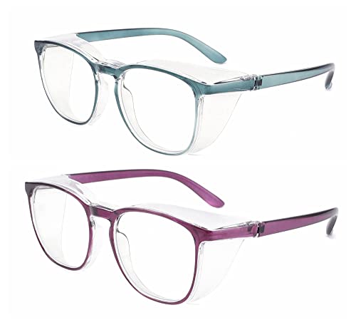 Alsenor Safety Glasses Anti Fog Goggles Protective Eyewear Blue Light Blocking Anti Dust UV Protection Glasses For Men Women (2 Pack(new-blue+new-purple)) - Image 2