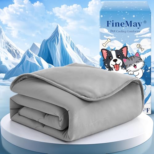 FineMay Cooling Blanket for Dogs Lightweight Durable Dog Cooling Mat QMAX045 Soft Breathable Pets Comforter for Couch Bed Car Essential Light Grey 40x50 Inches - Image 1