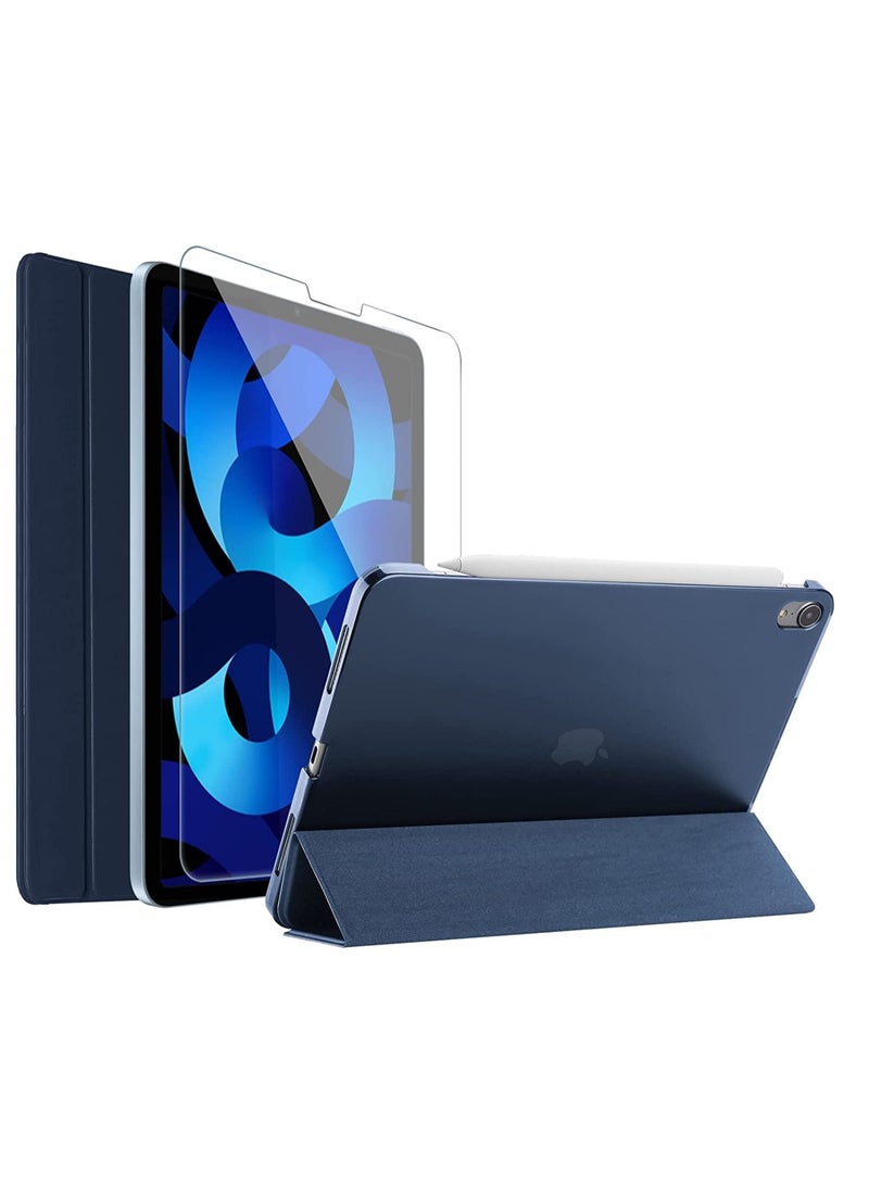Procases iPad Air 5/Air 4 Case 10.9" with Screen Protector, Slim Stand Hard Shell Protective Smart Cover for 10.9 inch iPad Air 4th 2020/Air 5th 2022 with Tempered Glass -Navy - Image 1