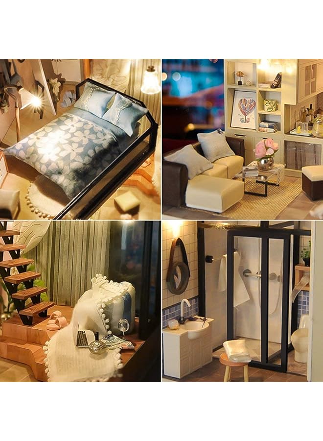 SYOSI Diy Miniature Dollhouse Kit 1:24 Scale Creative Room Mini Handmade Wooden Doll House With Dust Proof Cover For Kids Teens Adults Assemble The Villa Model Gift - Image 2