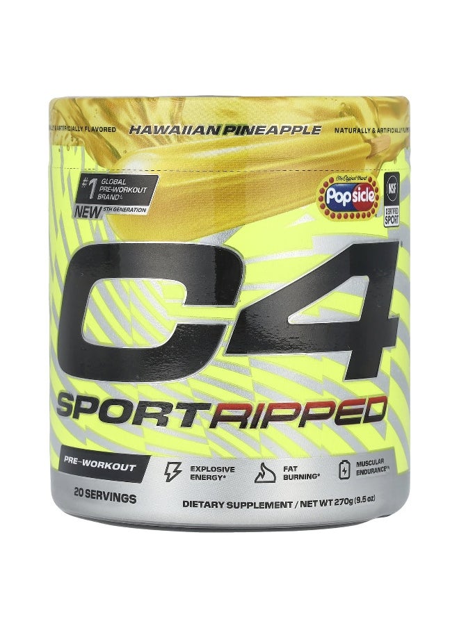 C4  Cellucor C4 / Cellucor, C4 Sport Ripped, Pre-Workout, Popsicle®, Hawaiian Pineapple, 9.5 oz (270 g)  - Image 1