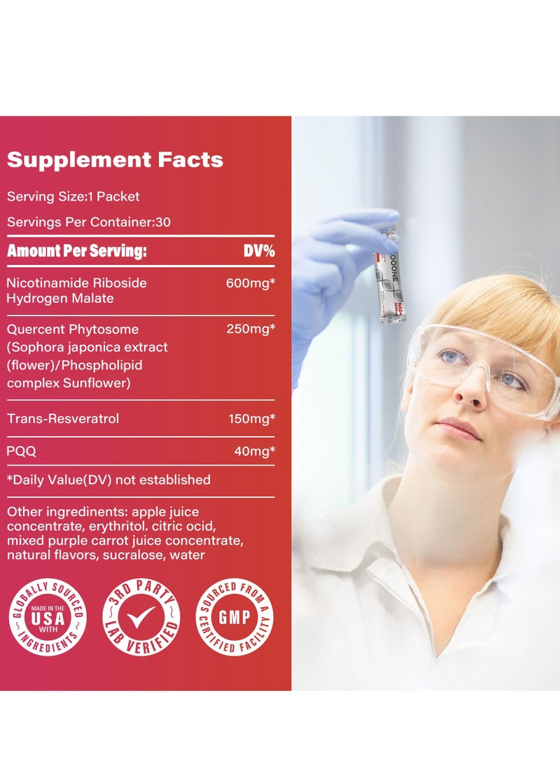 zooone NAD+ Supplement 30pcs, Premium Nicotinamide Riboside & Resveratrol, DNA Repair & Healthy Aging， Advanced NAD Supplement for Men & Women, Boosts Cellular Energy (Normal, Sweet)  - Image 3