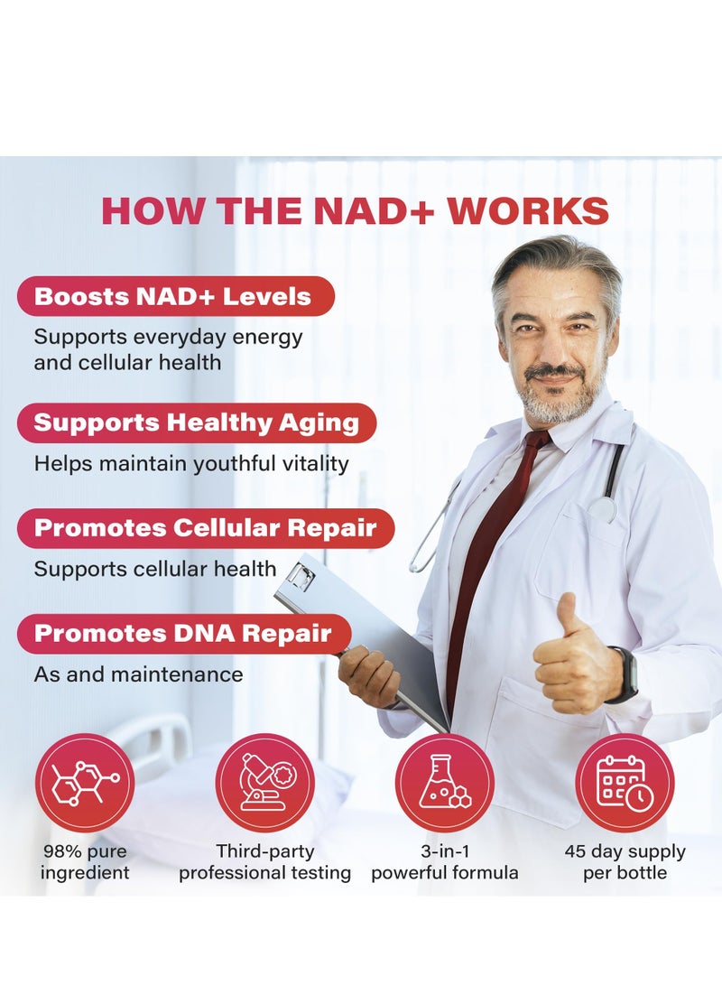 zooone NAD+ Supplement 30pcs, Premium Nicotinamide Riboside & Resveratrol, DNA Repair & Healthy Aging， Advanced NAD Supplement for Men & Women, Boosts Cellular Energy (Normal, Sweet)  - Image 5