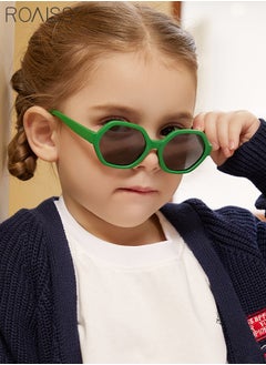 roaiss Hexagon Polarized Sunglasses for Babies, UV400 Protection Cute Beach Holiday Sun Glasses with Lightweight Flexible TPEE Frame and Elastic Strap for Boys Girls Age 0-3, Cactus Green  - Image 2