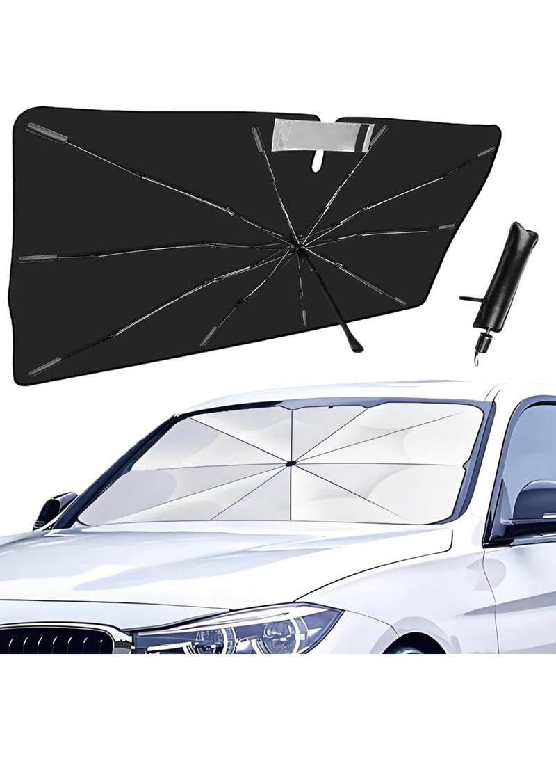 Foldable Car Windshield Sun Shade Umbrella with Vinyl Coating Heat Shield, Universal Fit - Image 1