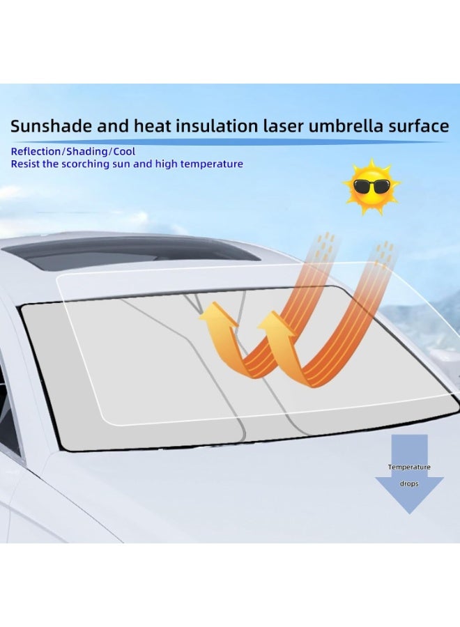 Foldable Car Windshield Sun Shade Umbrella with Vinyl Coating Heat Shield, Universal Fit - Image 3