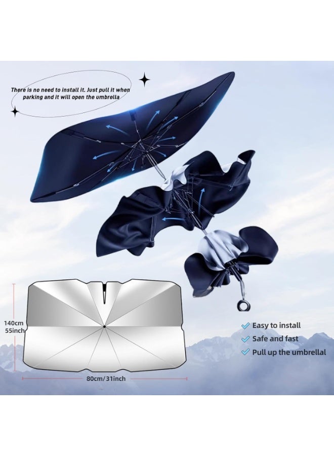 Foldable Car Windshield Sun Shade Umbrella with Vinyl Coating Heat Shield, Universal Fit - Image 4