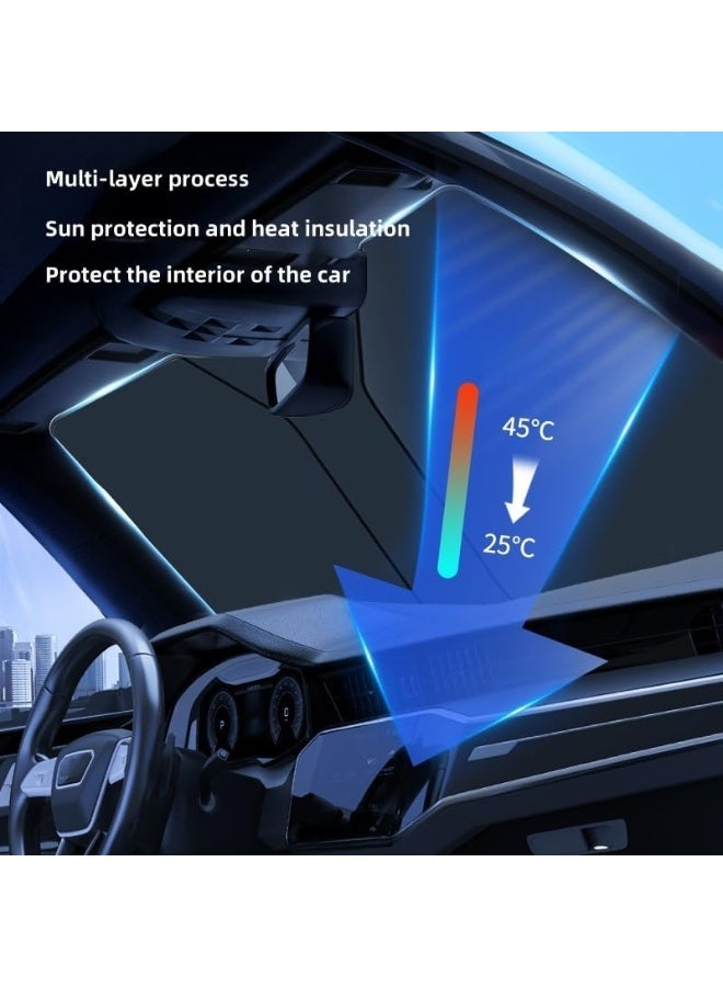 Foldable Car Windshield Sun Shade Umbrella with Vinyl Coating Heat Shield, Universal Fit - Image 2