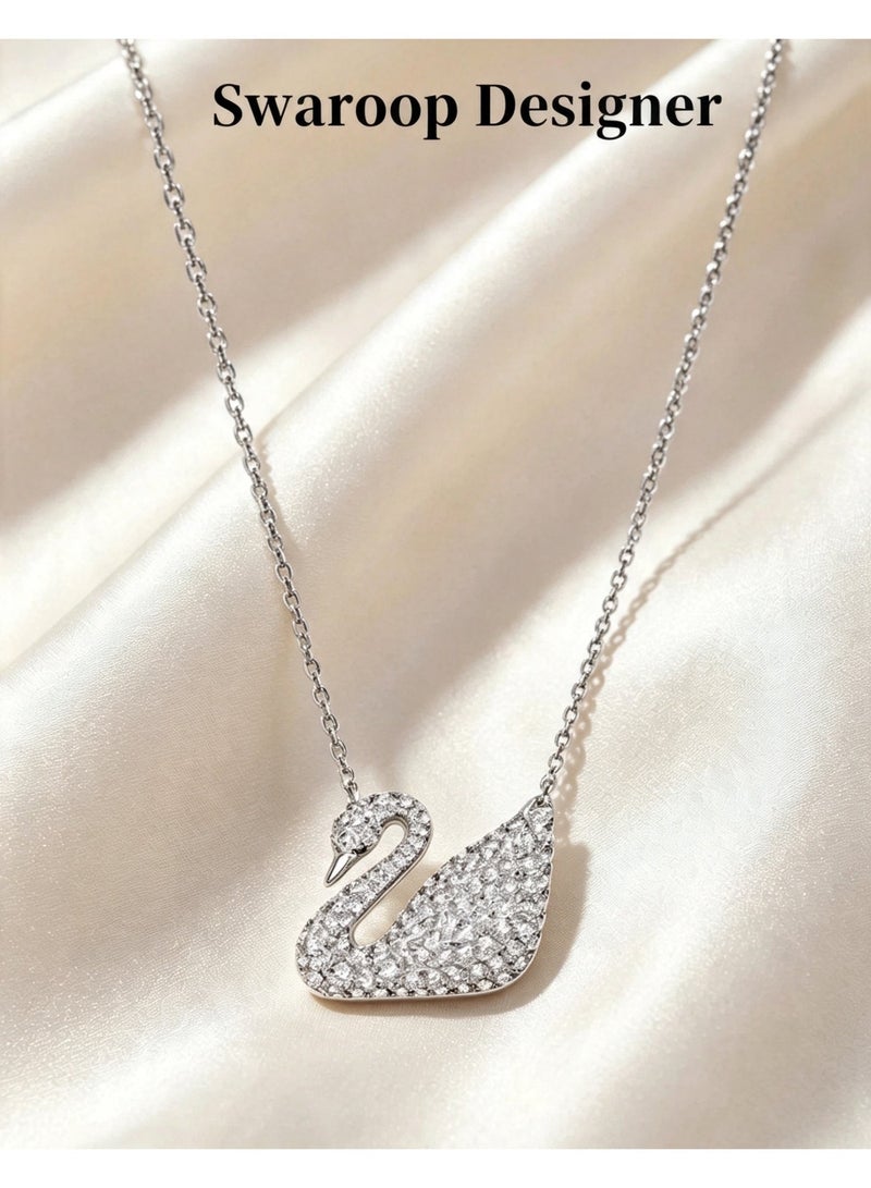 Swaroop Designer Women's Dazzling Swan Collection Necklace Swaroop Designer - Image 1