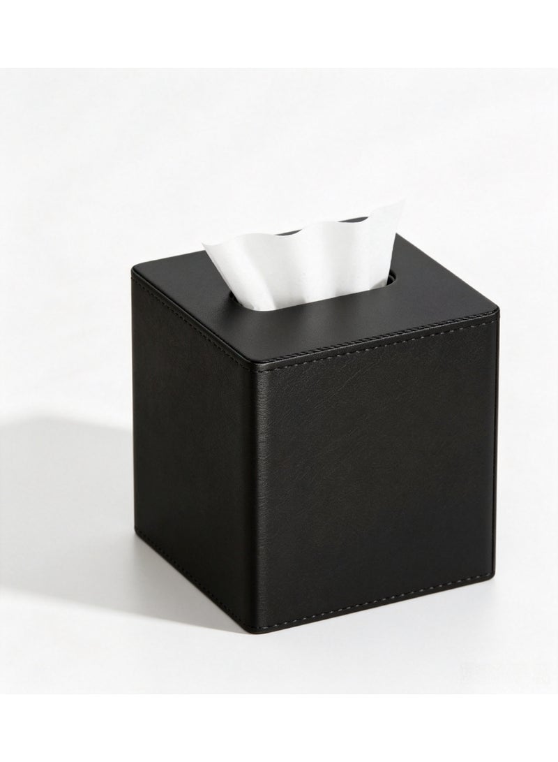 Luxury Square Tissue Box Cover, Modern Decorative Facial Tissue Holder with Anti Slip Base, Premium PU Leather Tissue Storage Box for Bathroom Vanity, Living Room, Bedroom and Office Decor - Image 1