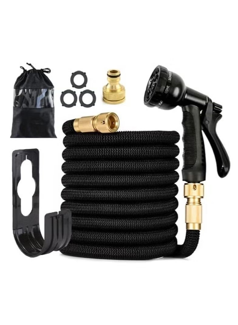 إيليلي خرطوم حديقة قابل للتمدد بطول 50 قدمًا مع فوهة رش 8 وظائف، قلب من اللاتكس - موصلات نحاسية قوية للغاية، أنبوب مياه مرن متين لا ينثني، خرطوم خارجي للري والغسيل - Image 1