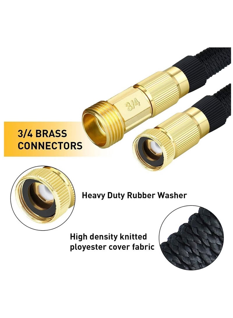 إيليلي خرطوم حديقة قابل للتمدد بطول 50 قدمًا مع فوهة رش 8 وظائف، قلب من اللاتكس - موصلات نحاسية قوية للغاية، أنبوب مياه مرن متين لا ينثني، خرطوم خارجي للري والغسيل - Image 5