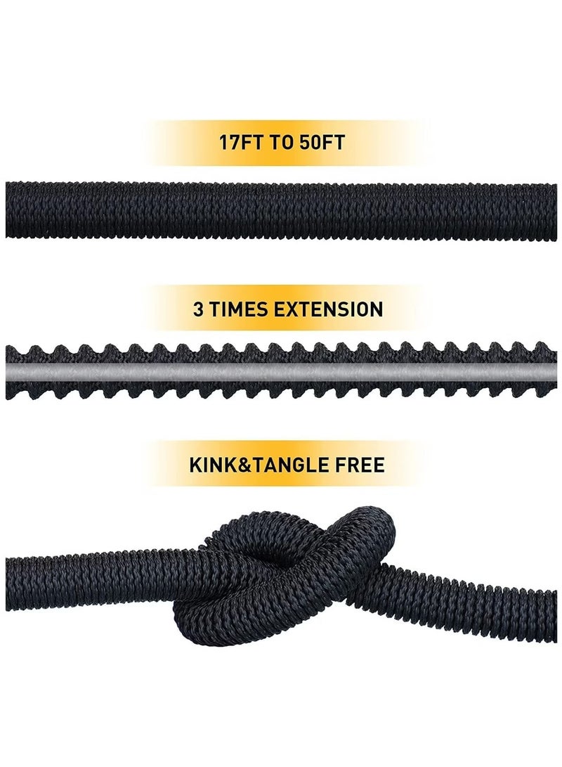 إيليلي خرطوم حديقة قابل للتمدد بطول 50 قدمًا مع فوهة رش 8 وظائف، قلب من اللاتكس - موصلات نحاسية قوية للغاية، أنبوب مياه مرن متين لا ينثني، خرطوم خارجي للري والغسيل - Image 4