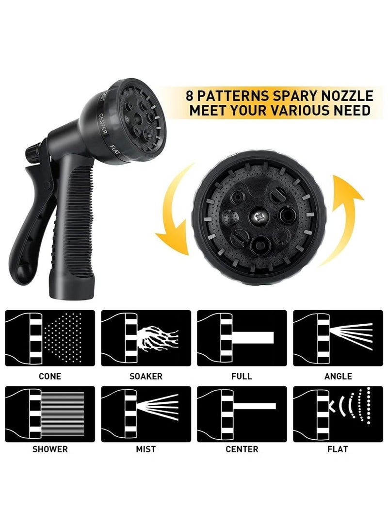 إيليلي خرطوم حديقة قابل للتمدد بطول 50 قدمًا مع فوهة رش 8 وظائف، قلب من اللاتكس - موصلات نحاسية قوية للغاية، أنبوب مياه مرن متين لا ينثني، خرطوم خارجي للري والغسيل - Image 3