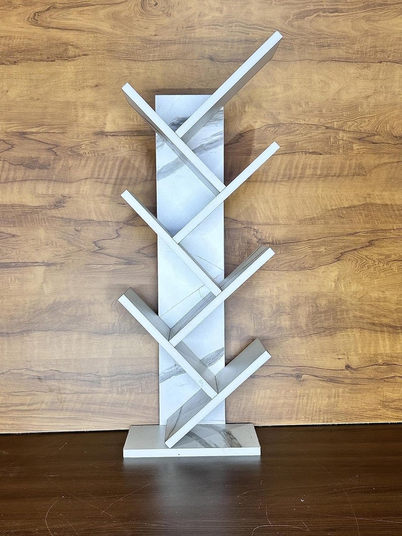 NE Furniture NE Furniture Engineered Wood 7Tier Book Rack Space Saver Storage of Book CaseFreeStanding Books Holder Organizer Office Tree Shape Bookcase Set of 1 Tag White Marble DIYDoItYourself - Image 5