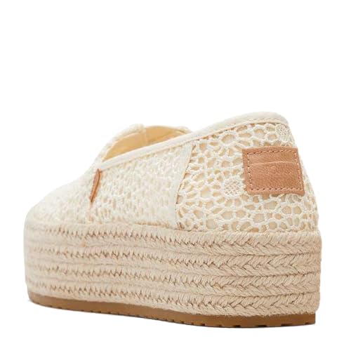 TOMS Womens Valencia Floral Crochet Platform Espadrille Slip On Flats Casual - Off White - Size 8 B - Image 3
