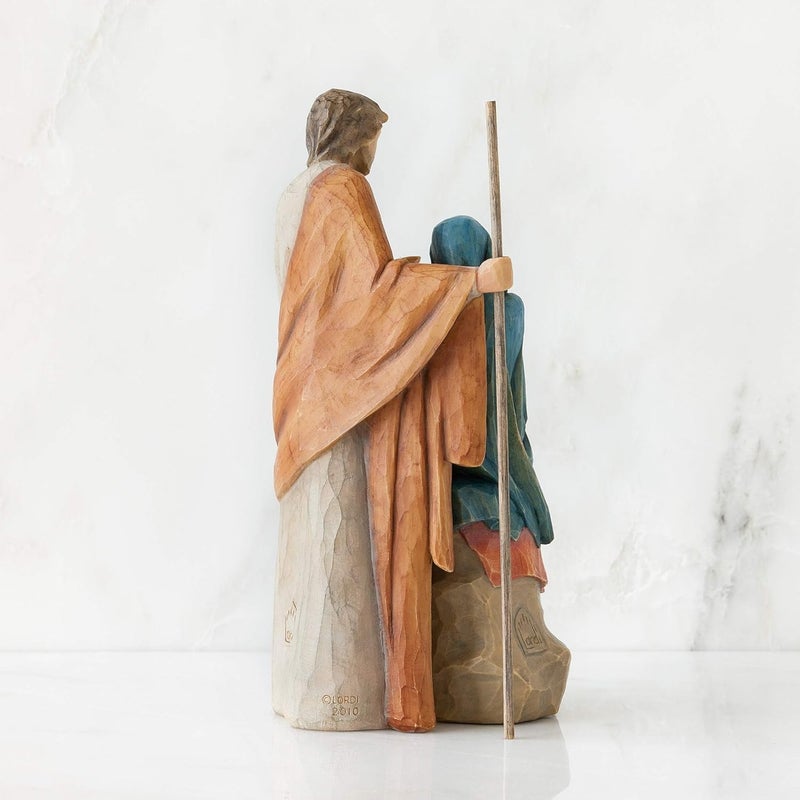 Willow Tree The Holy Family, Mary Holding Jesus, and Joseph, Richly Colored and Carved Foundation Piece for Nativity Collection, Sculpted Hand-Painted Figure - Image 2