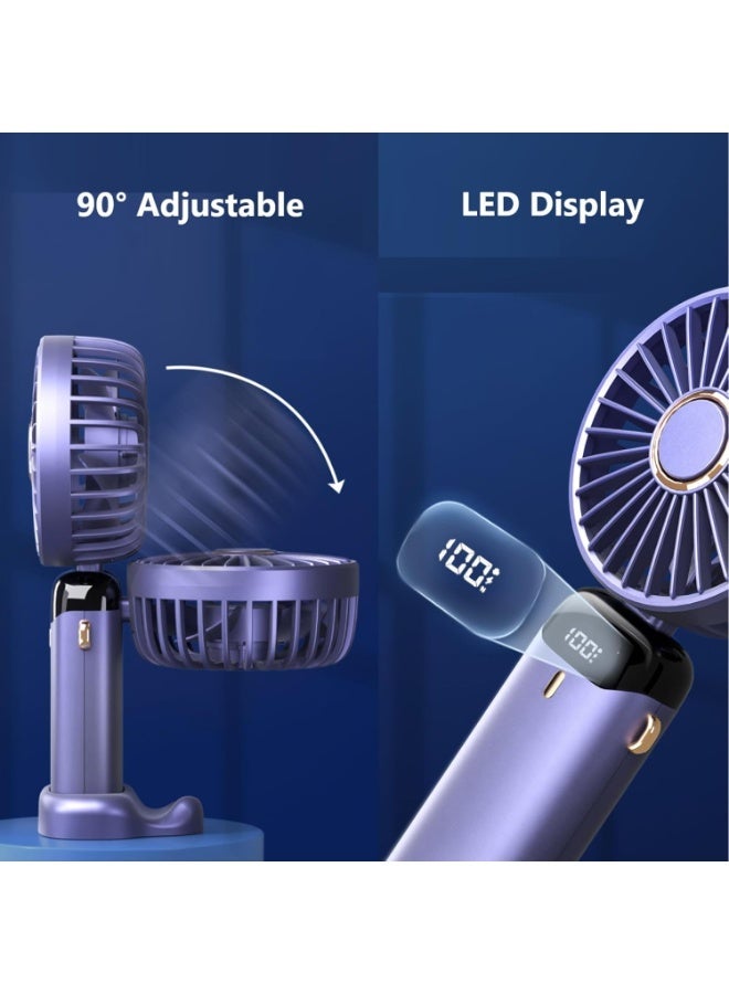 مروحة جيب محمولة USB قابلة للشحن، تصميم يدوي متعدد الاستخدامات مع قاعدة تثبيت، مزودة بخمس سرعات قابلة للتعديل لتوفير تدفق هواء مريح، مناسبة للمنزل والمكتب والتخييم والسفر والرياضة والأنشطة الخارجية، قدرة 5 واط، ألوان متعددة، قطعة واحدة - Image 2