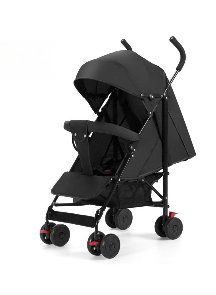 NANAO Lightweight Baby Stroller with Extra Large Canopy, 5-Point Safety Harness, 360° Swivel Wheels, 0-36 Months, Black - Image 1