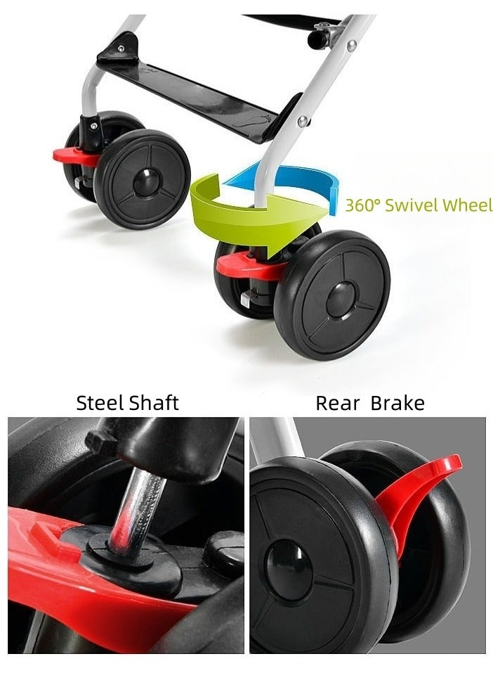 NANAO Lightweight Baby Stroller with Extra Large Canopy, 5-Point Safety Harness, 360° Swivel Wheels, 0-36 Months, Black - Image 3