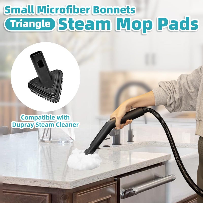 LOVECO Small Microfiber Bonnets (Triangle) Compatible with Dupray Steam Cleaner, McCulloch, awasky, etc, Reusable Washable Steam Cleaner Accessories for Multi-Surface, Universal Soft Microfiber Cloths - Image 2
